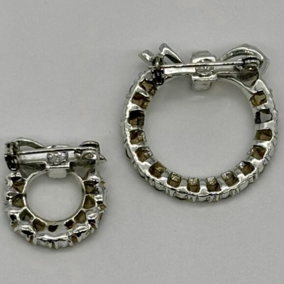 Vintage Mother Child Brooch Set Blue SilverTone Metal With Pale Blue Rhinestones - Picture 8 of 8